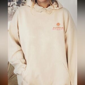 BN Plus Size Sweatshirt, Floral Print Long Sleeve Drawstring Hooded w/ Pockets